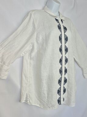 Charter Club White Linen-Blend Button Shirt